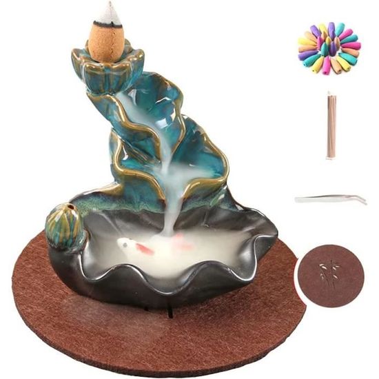 Brûleur Encens Cascade Arbre De Vie 7 Chakras – Pierres Naturelles, Cône à Reflux, Décor Zen | Porte Encens Décoratif