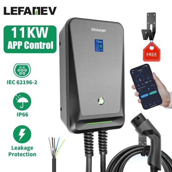 LEFANEV ev Charger Type 2 16A 11KW with APP Support Standard Bluetooth and WiFi Connection for ev Charging Station
