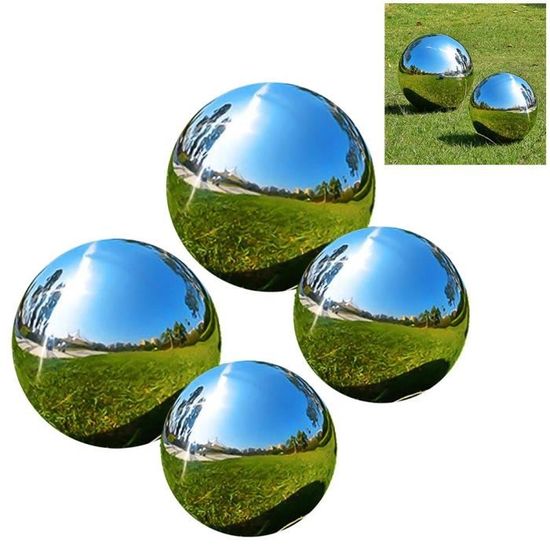 Boule D'observation Jardin 25 Cm En Acier Inoxydable - Sphère Réfléchissante 360°, Design Creux, Décoration Extérieure Terrasse Pelouse - 10