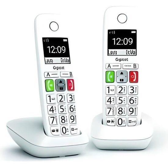Téléphone Fixe sans Fil - GIGASET - E290 Duo Blanc - Grand écran - Larges touches - Audio Boost