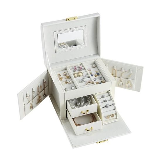 Boîte à Bijoux De Voyage En Cuir PU Noir – Mallette Portable Pour Colliers, Montres, Bagues Et Boucles D'oreilles