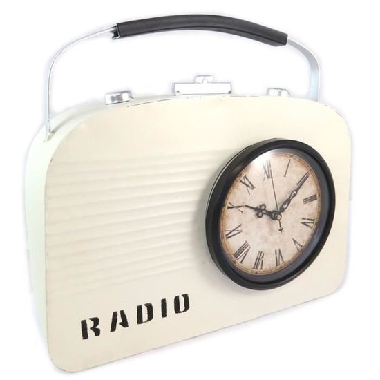 Horloge & Coultre métal vintage radio design blanc 