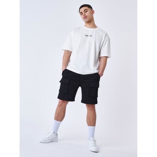 Pantalon cargo court homme PROJECT X PARIS Noir Ceinture
