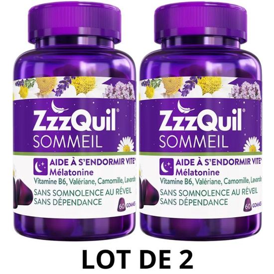 ZzzQuil Sommeil 60 gommes Lot de 2 Boites de 60 Gommes Cdiscount