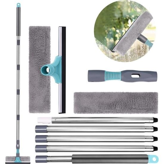 Nettoyeur De Vitres 3 En 1 Tendak – Manche Télescopique Extensible 23 à 200 Cm – Idéal Pour Fenêtres Hautes Intérieur & Extérieur Sans Échelle