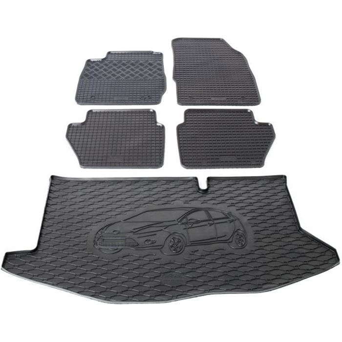 Tapis de voiture en caoutchouc avec tapis de coffre - Ford Fiesta hayon 2008-2017