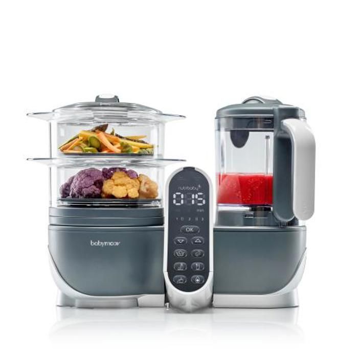 BABYMOOV Nutribaby(+) - Robot Multifonctions 6 en 1 - Cuiseur-vapeur/Mixeur - Gris