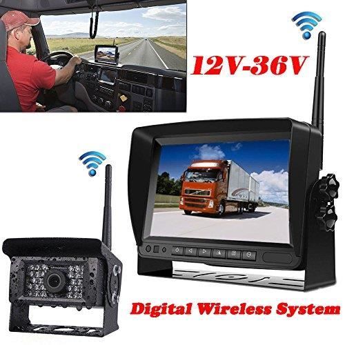 Véhicule 12 V-35 V Digital Système de caméra de recul sans fil 17,8 cm TFT LCD Moniteur + sans fil 28leds IR vue arrière étanche V