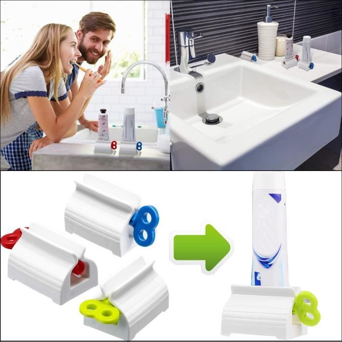 Presse-tube de dentifrice en plastique Distributeur facile Support roulant Fournitures de salle de bain br3107