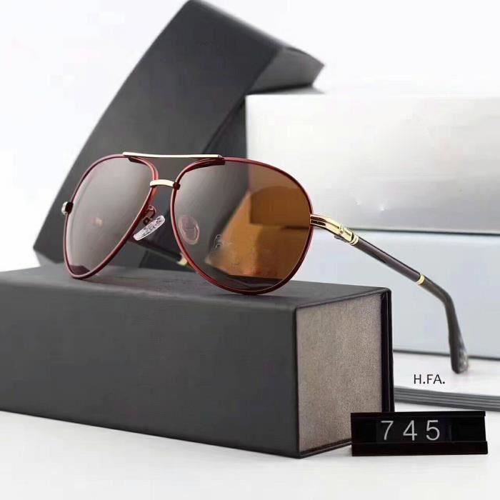 Lunettes de soleil polarisées pour homme- Métal La mode Grand cadre Conducteur au volant Protection UV Lunettes de soleil
