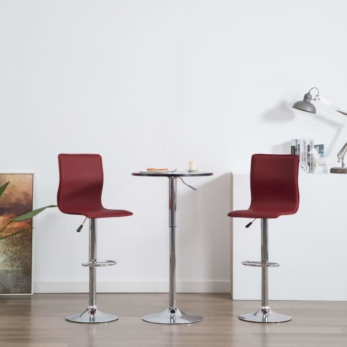 SYMPA}9102Magnifique Chic-Lot de 2 Tabouret de Bar Design Industriel - Tabouret Cuisine Tabouret Haut Chaise de Bar Rouge Similicuir