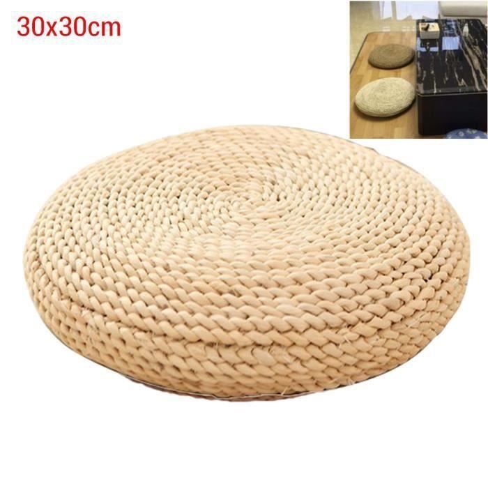 SURENHAP Coussin rond en paille de yoga méditation Tapis de sol rembourré en soie 30 * 30cm (cosse de maïs)