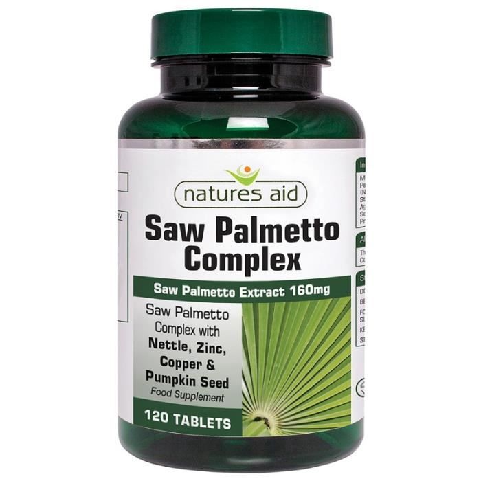 Complexe de palmier nain de Nature's Aid avec comprimés d'ortie, de zinc et d'acides aminés 120