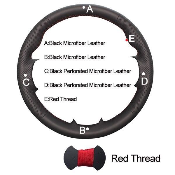 Revêtement de Volant de voiture pour citroën C4 Picasso 2007 – 2013, couvre volant de voiture, 2008, 2 Red Thread