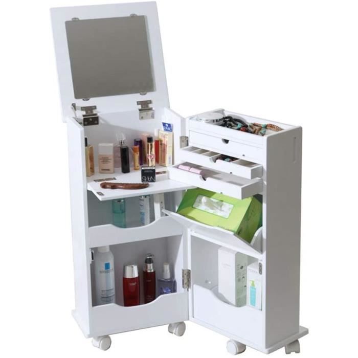Coiffeuse Chambre Petit Appartement Mini Rabattable Commode Coiffeuse Mobile Armoire de Maquillage (Color : Blanc, Size : 32 * 3476