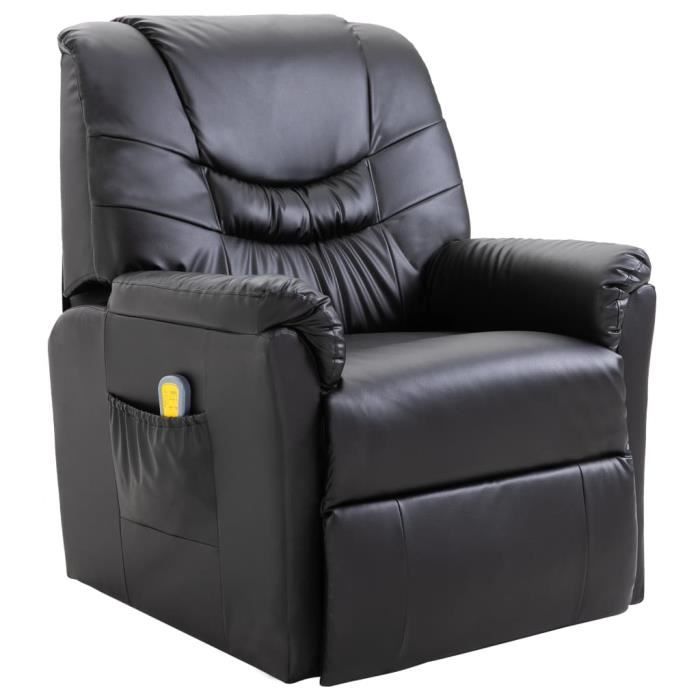 Fauteuil de massage électrique sofa Fauteuil relax Relaxation Similicuir Noir -RUR