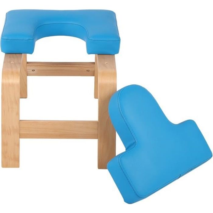 Chaise d'inversion de yoga bleu en bois tabouret à l'envers banc d'exercice de sport (bleu)-YID