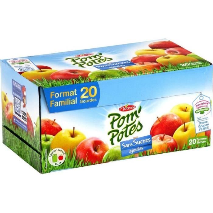 MATERNE Pom'Potes à la Pomme - Sans sucres ajoutés - 20 x 90 g