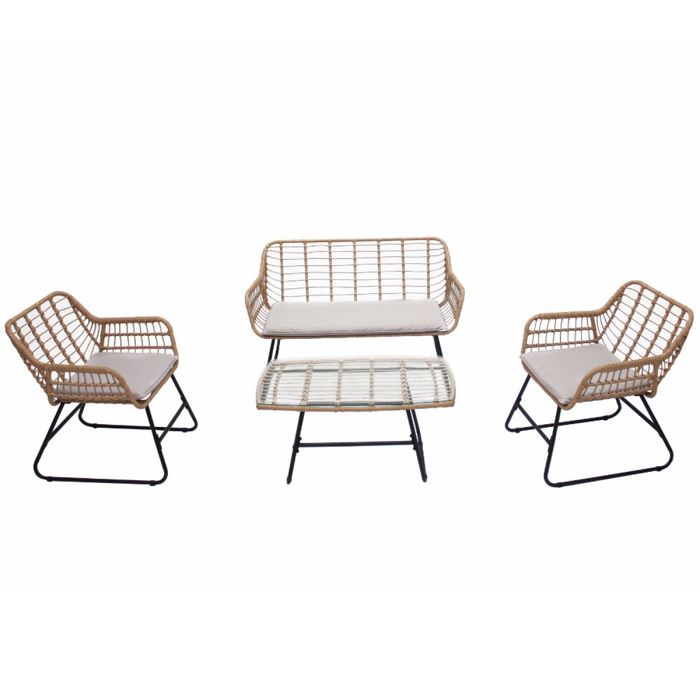 PAREA - Salon de balcon rotin et acier 4 places