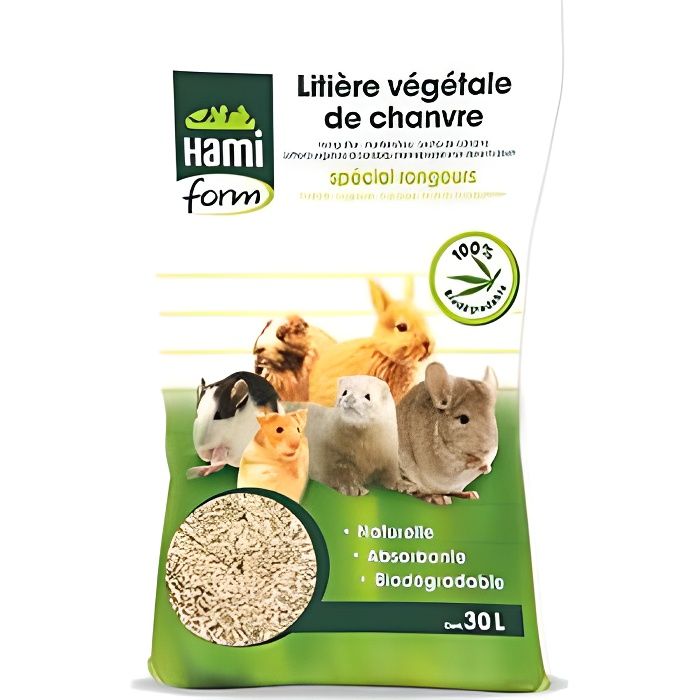 Litière pour Rongeur & Furet, Chanvre, 30 L