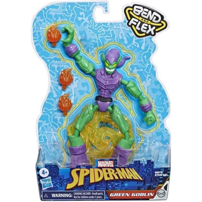 MARVEL SPIDER-MAN - Bend and Flex - Figurine flexible Green Goblin de 15 cm - avec accessoires de combat - à partir de 4 ans