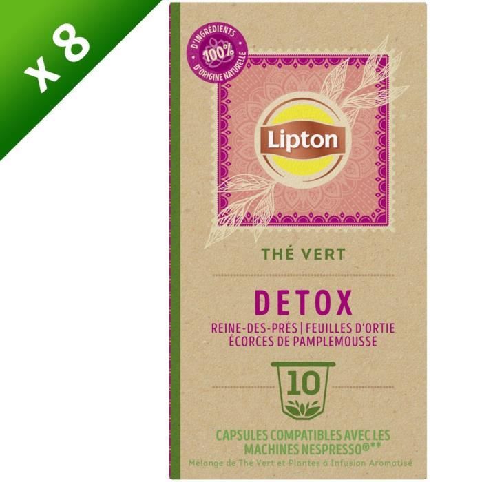 LIPTON Thé Vert Detox - Lot de 8 x 10 Capsules