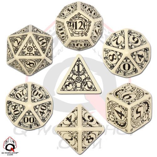 Set de Dés de Steampunk Noir et Beige