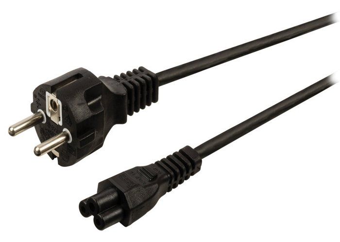 Câble d'Alimentation en Trèfle (PC Portable) 2 m - Schuko CEE7 vers IEC 320 C5 - Alimentation Tripolaire - CEE7 (M), C5 (F)