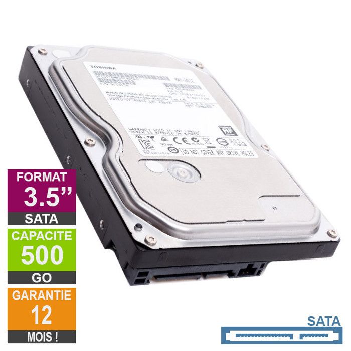 Disque Dur 500Go SATA 3.5 Toshiba DT01ACA050 7200rpm 32Mo
