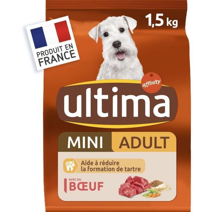 ULTIMA Croquettes au bœuf pour chien mini adulte - 1,5 kg