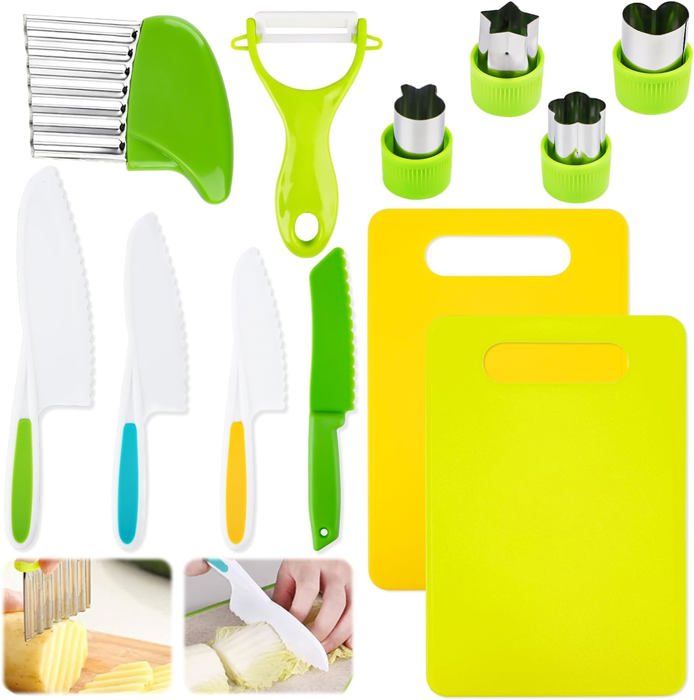 Kit Cuisine Enfant, Ustensile Cuisine Enfant, 12 Pièces Couteau Enfant Qui Ne Coupe Pas, Couteau