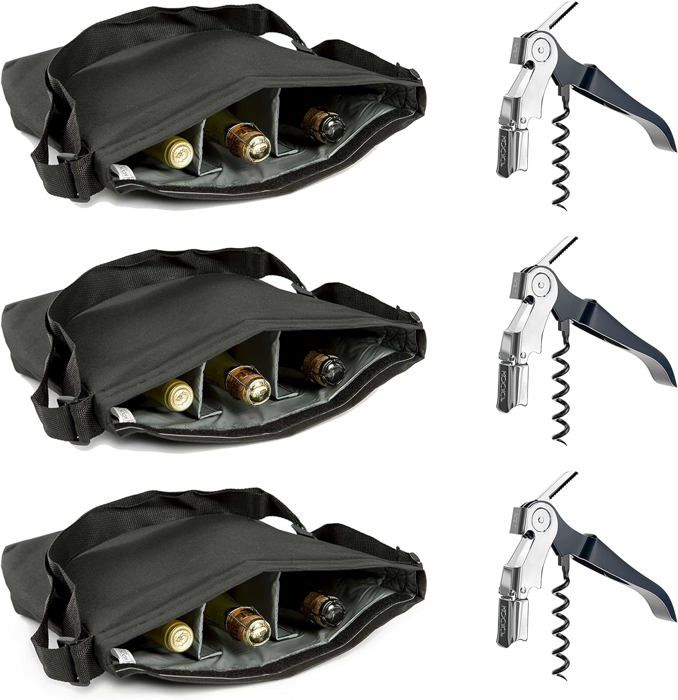 Home Innovation Sac Isotherme Pour 3 Bouteilles De Vin - Avec Tire-bouchon Et Bandoulière - Idéal Pique-nique, Plage, Voyage - Cadeau œnologie