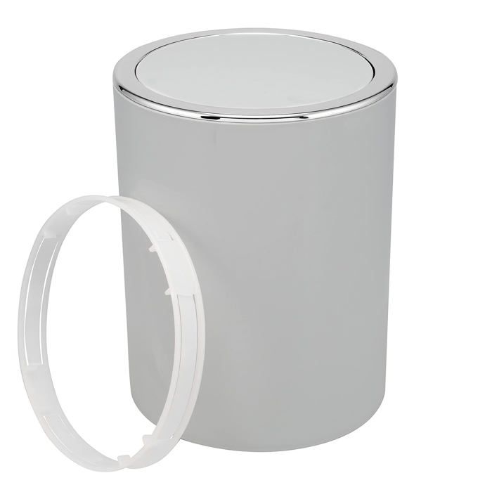 Bremermann Poubelle Salle De Bain Savona 5,5 L – Couvercle Basculant Automatique, Blanc/Rond, Design Élégant & Hygiénique