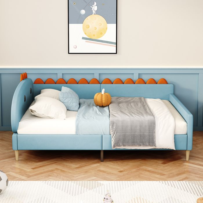 Canapé-lit Enfant 2 Places Bleu Peluche – Lit De Sieste & Jeu Convertible Doux