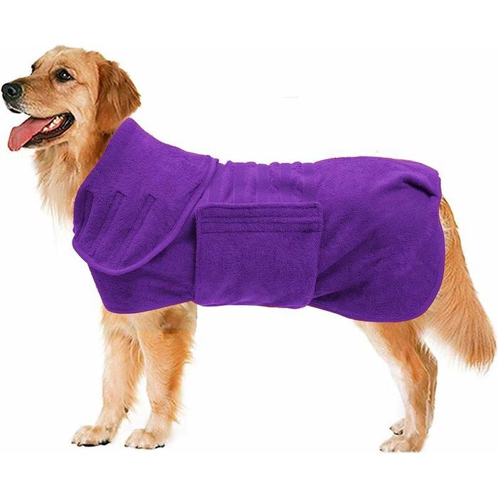 Meilleurs prix pour Sac de Schage Rapide pour Chien Microfibre Super Absorbante Serviette de Bain avec Velcro Violet couleurs multiples YYV