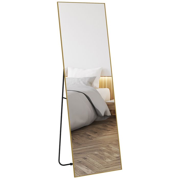 Grand miroir pleine longueur - HOMCOM - rectangulaire 50 x 160 cm - montage sur pied mural ou pocé contre mur - doré