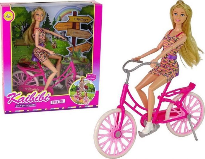 Jouet à tirer - Leantoys - 15172 - Poupée vélo en plastique - 40 cm - Rose