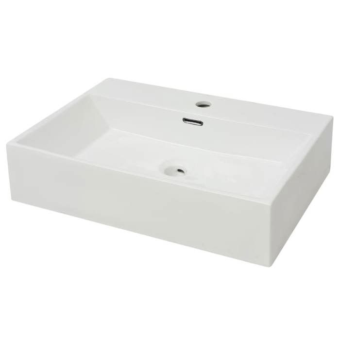 32547& Vasque - Évier Bac à Laver - avec trou de robinet en céramique Blanc 605x425x145cm