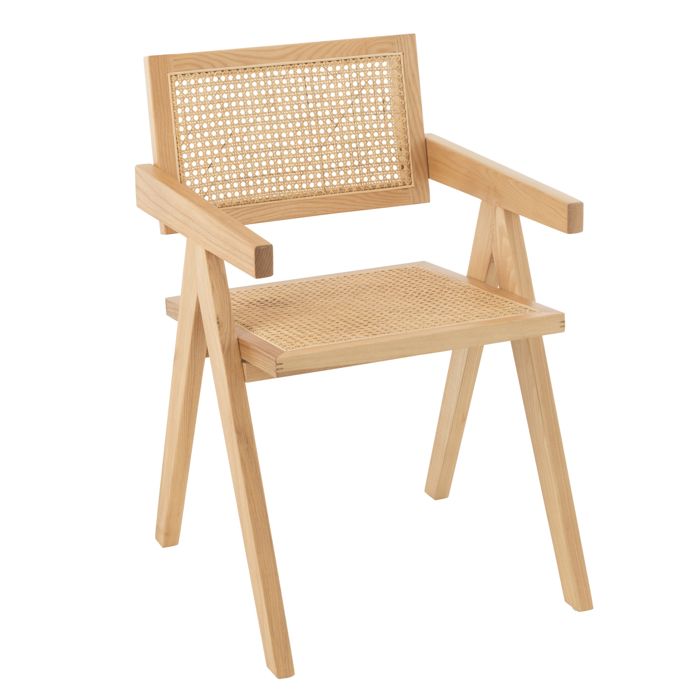 Chaise design en bois et rotin Naturel 59x52x80 cm Chaise design en bois et rotin Naturel 59x52x80 cm