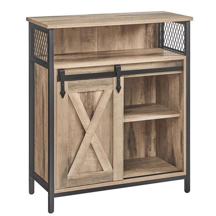Meuble de rangement - HELLOSHOP26 - Buffet bas - Style industriel - Porte coulissante - Étagères réglables