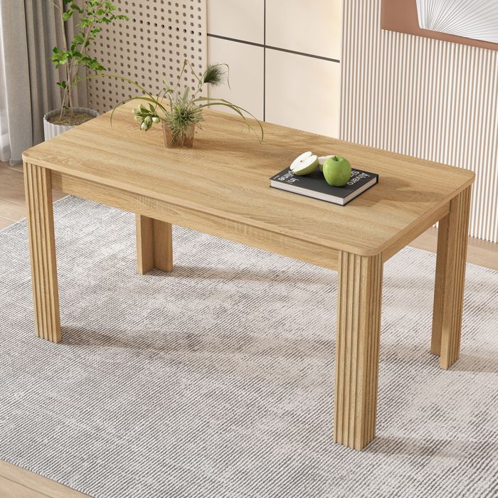 Merax Table à Manger Rectangulaire Chêne naturel 116 x 65 x 75 cm Table pour Salle à Manger 4-6 Personnes