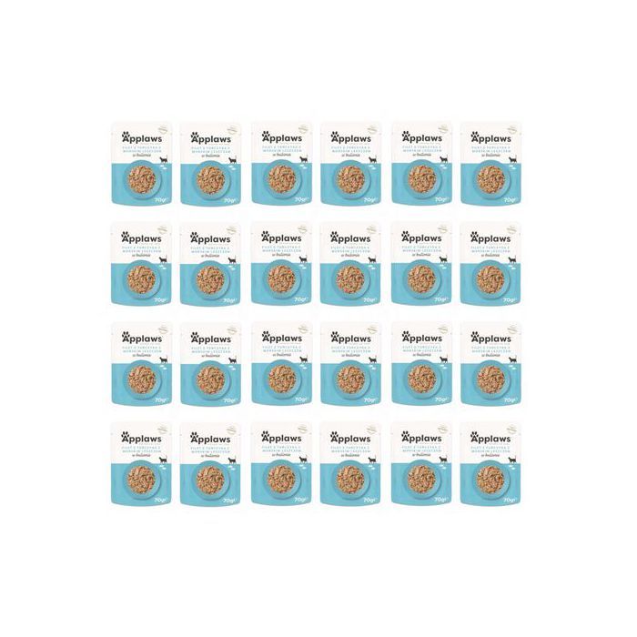 APPLAWS Filet de thon et daurade en bouillon - aliment humide pour chat - 24 x 70 g