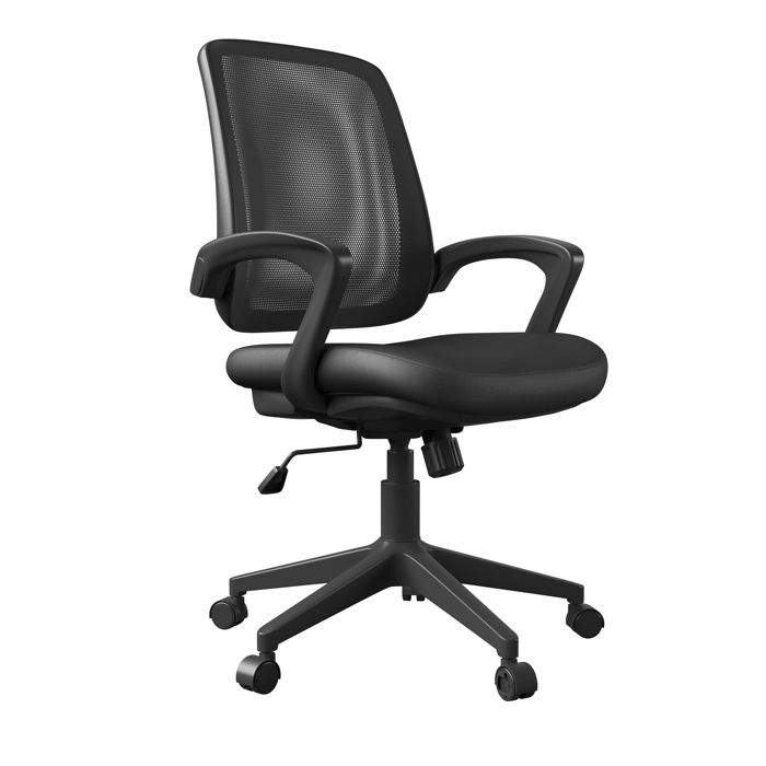 Marvin-chaise De Bureau Avec Hauteur Dassise Réglable Revêtue De Tissu Noir. Marvin-chaise De Bureau Avec Hauteur Dassise Réglable Revêtue De Tissu Noir.