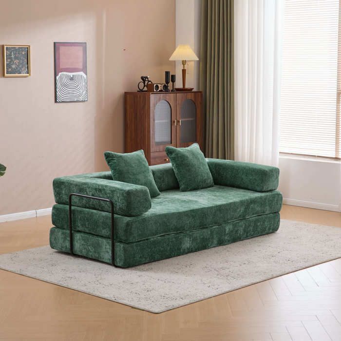 Canapé Convertible 4-en-1 Pliable – Velours Côtelé Mousse Mémoire – Sans Montage Livré Prêt à lEmploi