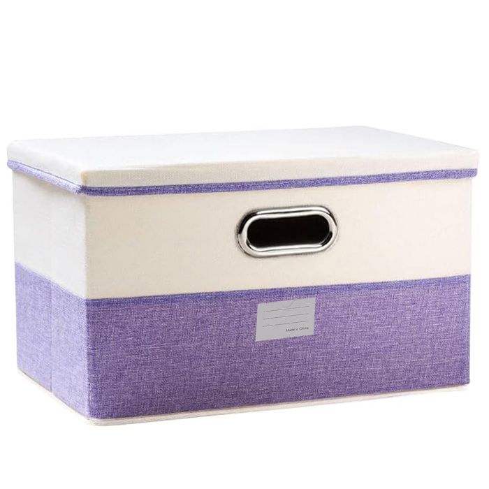Boîte de rangement pliable violette avec couvercle en tissu idéale pour la maison la chambre et le dressing.29*22*17cm