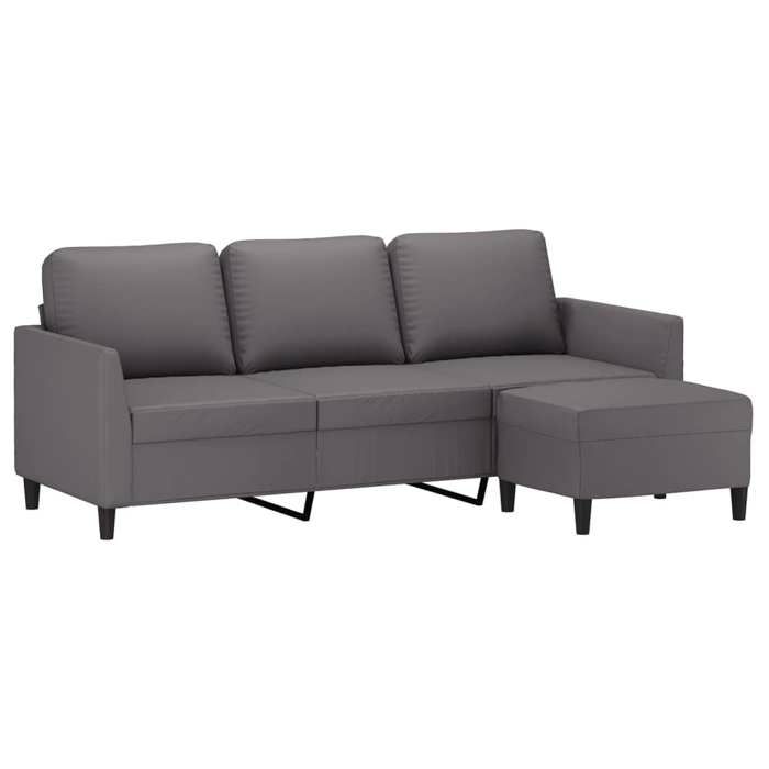 Gris SOFA - PHSH - Canapé avec 3 places - contemporain - avec repose-pieds Gris 180 cm Similicuir C1382