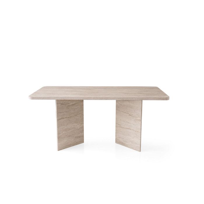 Table à manger en bois Lizzard 180 x 90 x 77 cm - Travertin