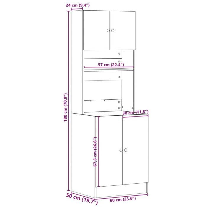 Rangement de cuisine - Armoire de cuisine blanc 60x50x180 cm bois dingénierie - Buffet Vaisselier Rangement@591603