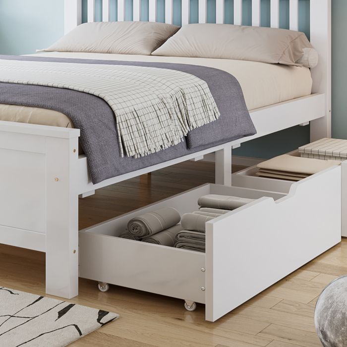 Lit - WF301878WAA - 140x200 cm - Bois massif - 2 tiroirs de rangement