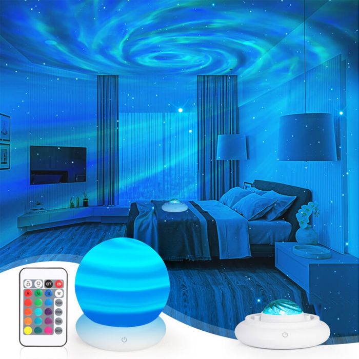Projecteur Galaxie Veilleuse & Lampe Lune 2-en-1 Projecteur Étoiles Rechargeable pour Chambre Enfants Adultes
